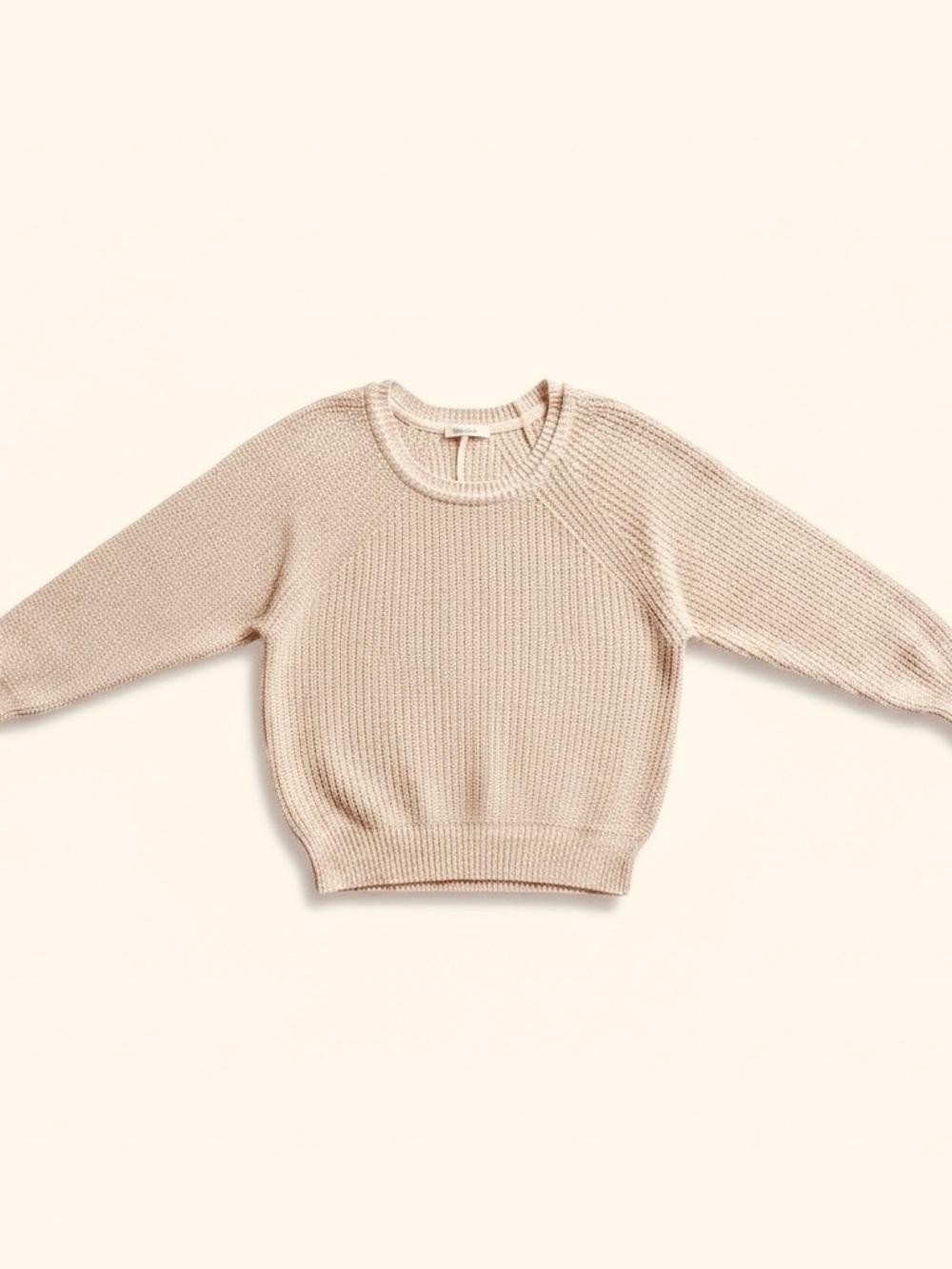 Free People Blush Pink/Cream Cotton Knit Crewneck Sweater -Lightweight Pullover